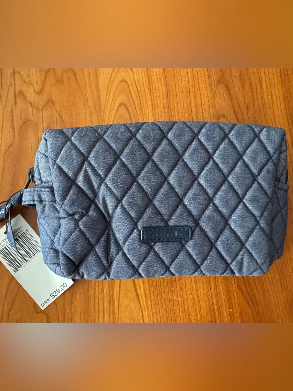 Vera Bradley Quilted Cosmetic Bag in Denim Blue